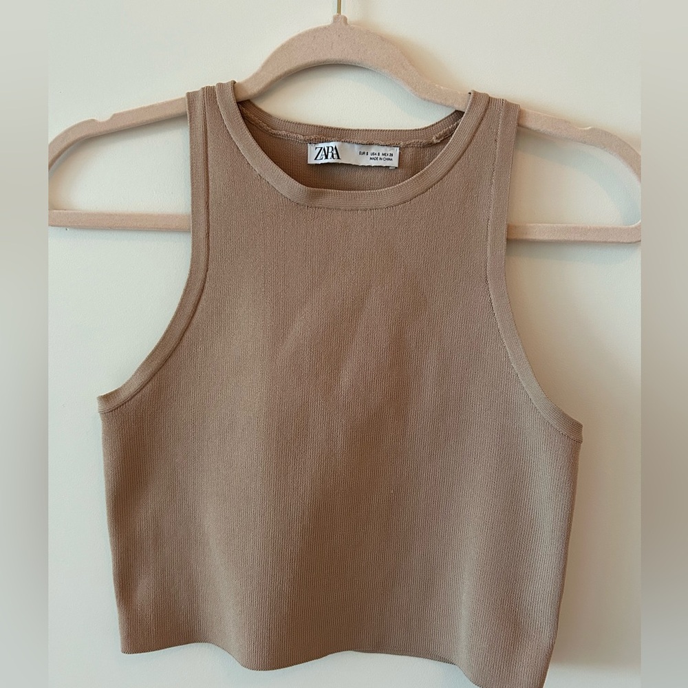 Zara Rose Taupe Color Crop Top S